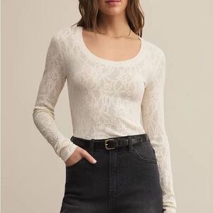 Z Supply Tibi Mesh Long Sleeve Scoop Neck Tee